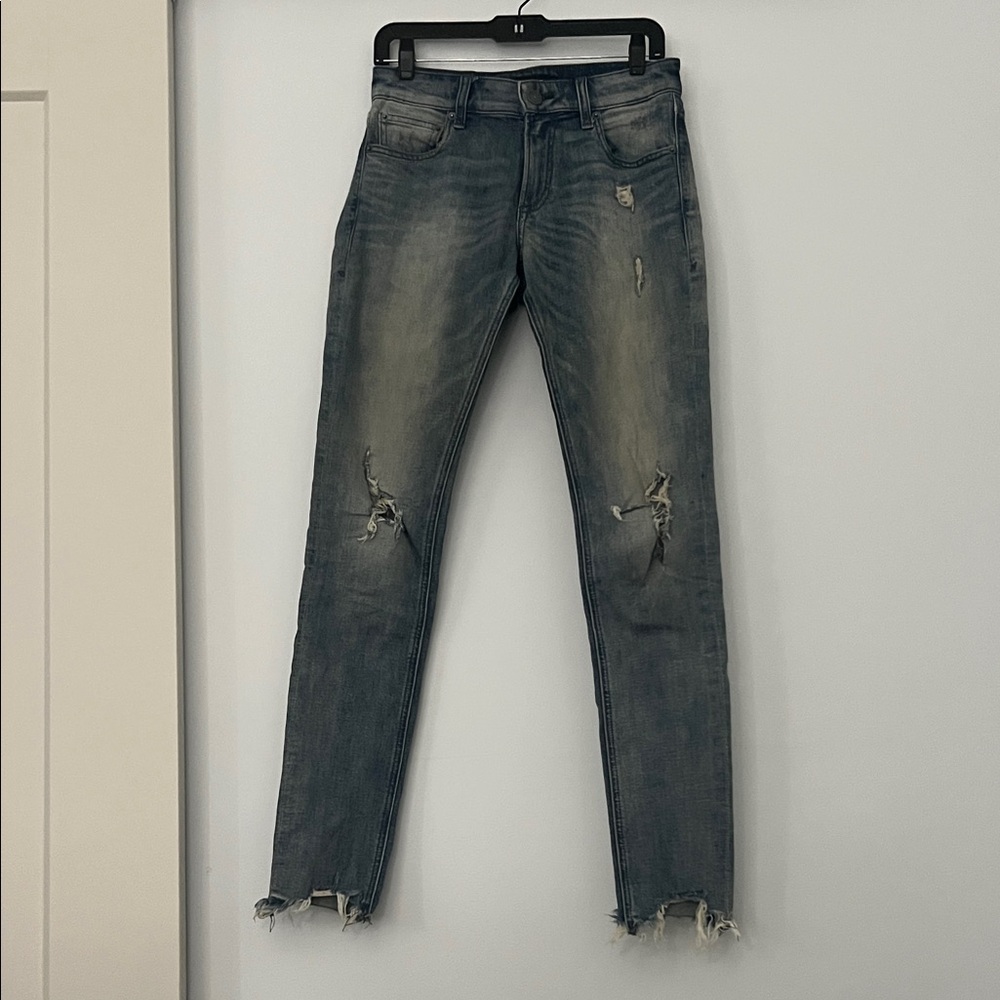 Express 29*34 Ripped Skinny Jeans in Blue